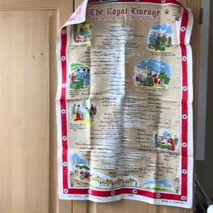 Royal family lineage  Linen tea towel